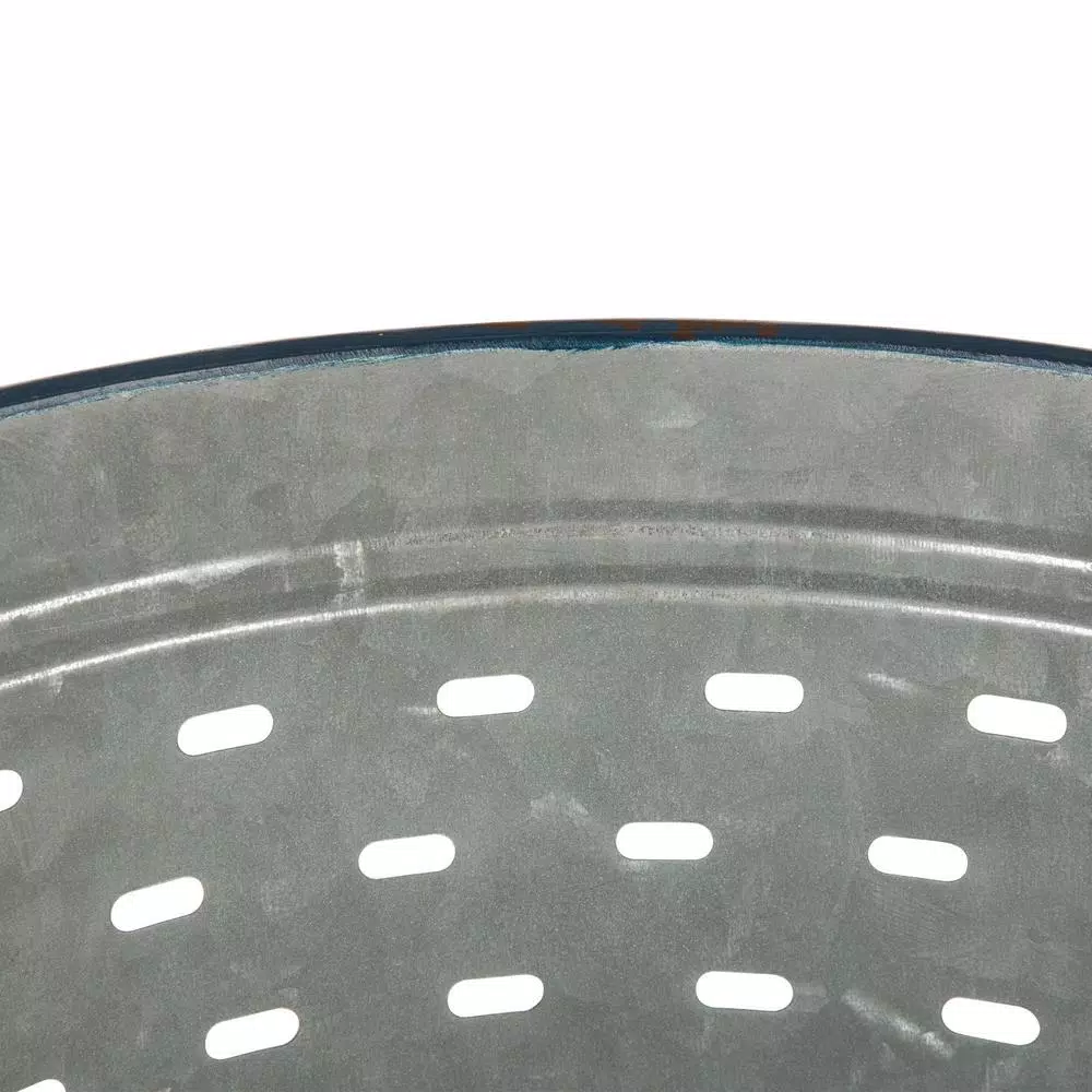 Glitzhome Farmhouse Enamel Metal Basket Set of 2 - White and Galvanized Iron Storage Baskets