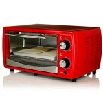 Ovente 700W 4-Slice Electric Toaster Oven with 9.5L Capacity, Timer, and Tempered Glass Door - Red thumbnail 1