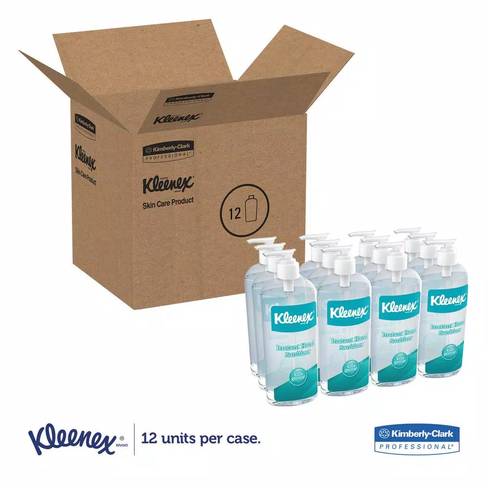 Kleenex Instant Hand Sanitizer, 62% Ethyl Alcohol, 8 oz Pump Bottle (12 Pack)