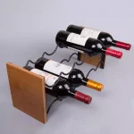 Creative Home Acacia Wood and Black Iron Wine Rack - 9 Bottle Capacity Tabletop Wine Holder thumbnail 3