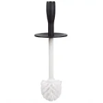 Home Basics Black and White Plastic Toilet Brush and Holder Set with Nylon Bristles thumbnail 3