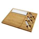 Unbranded Picnic at Ascot Celtic Bamboo Cheese Board Set with Ceramic Dish and 3 Stainless Steel Tools thumbnail 1