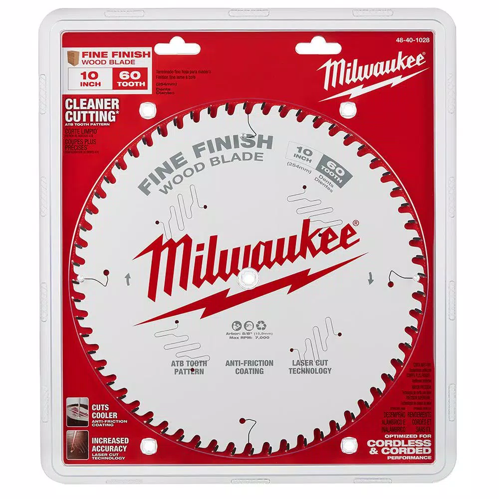 Milwaukee 10 in. 60-Tooth Fine Finish Circular Saw Blade, 5/8 in. Arbor