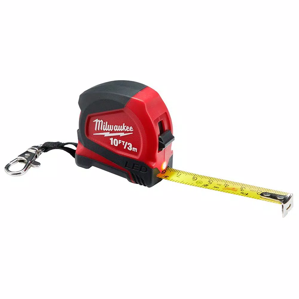 Milwaukee 10 ft. Keychain Tape Measure with LED Light and Magnetic Back