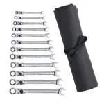 GEARWRENCH 12-Piece Metric Flex-Head Ratcheting Combination Wrench Set with Roll Pouch thumbnail 1