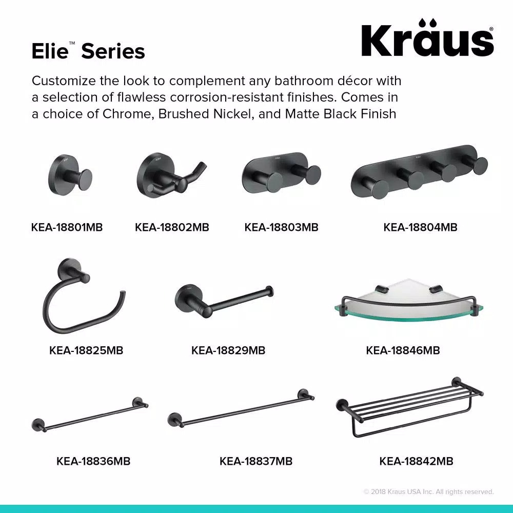 Kraus Elie Double Robe and Towel Hook, Matte Black