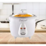 Continental Electric 6-Cup White Rice Cooker and Steamer with Tempered Glass Lid thumbnail 6
