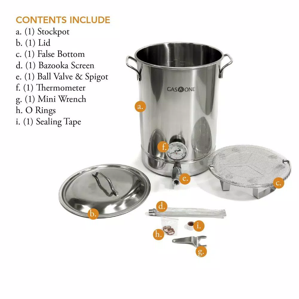 Gas One 64 qt. Stainless Steel Brew Kettle Complete Kit with Spigot and Accessories