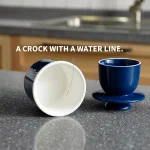 Sweese French Butter Crock - Navy Blue Porcelain Butter Keeper Dish for Fresh, Spreadable Butter thumbnail 3