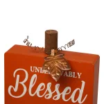 Glitzhome 8.85 in. Fall Wooden Pumpkin Table Decor Set, 3-Pack with Harvest Blessing Words thumbnail 7