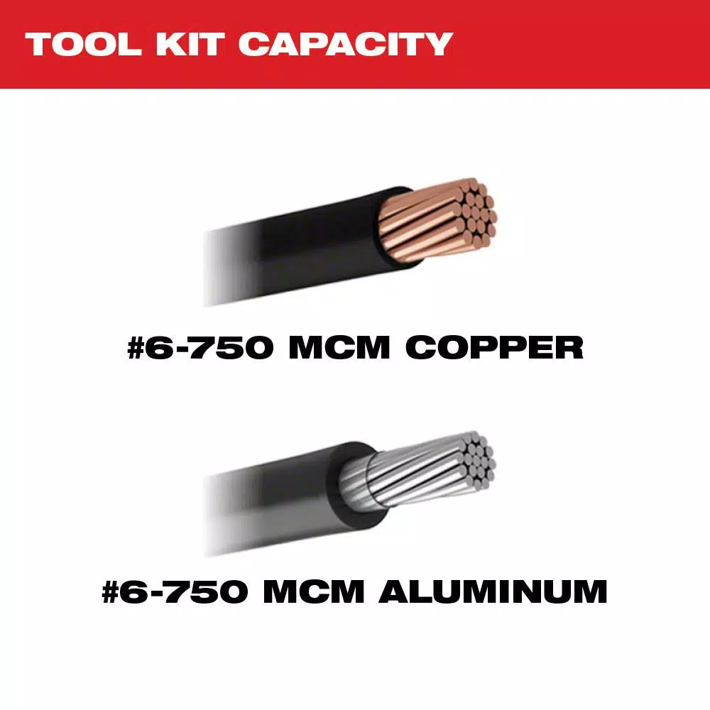 Milwaukee M18 FORCE LOGIC 750 MCM Dieless Crimping Tool Kit with 2 2.0 Ah Batteries and Bag