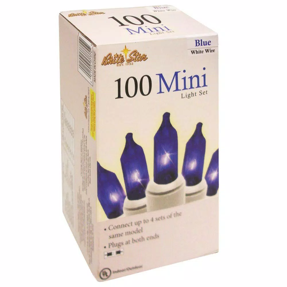 Brite Star 2-Pack Blue Mini Incandescent String Lights with White Wire, 100 Lights per Set