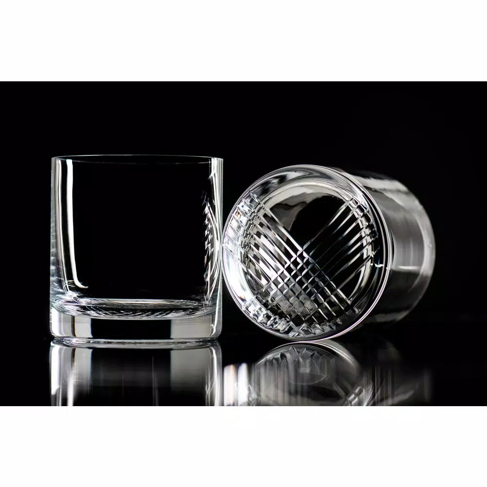 Abigails New Orleans Double Old-Fashioned Whiskey Glass Set of 4, 16 oz, Clear Glass