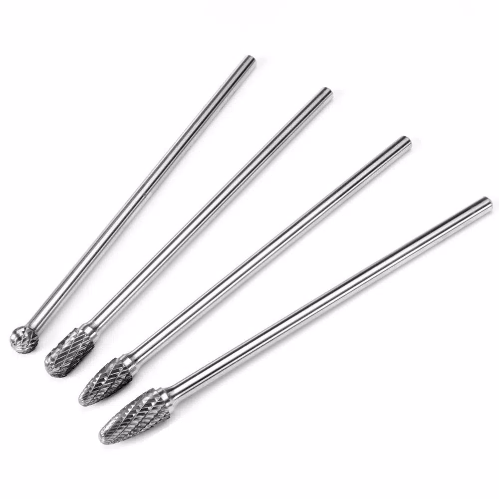 XtremepowerUS 6 in. Long Reach Double Cut Carbide Rotary Burr Bit Set, 4-Piece