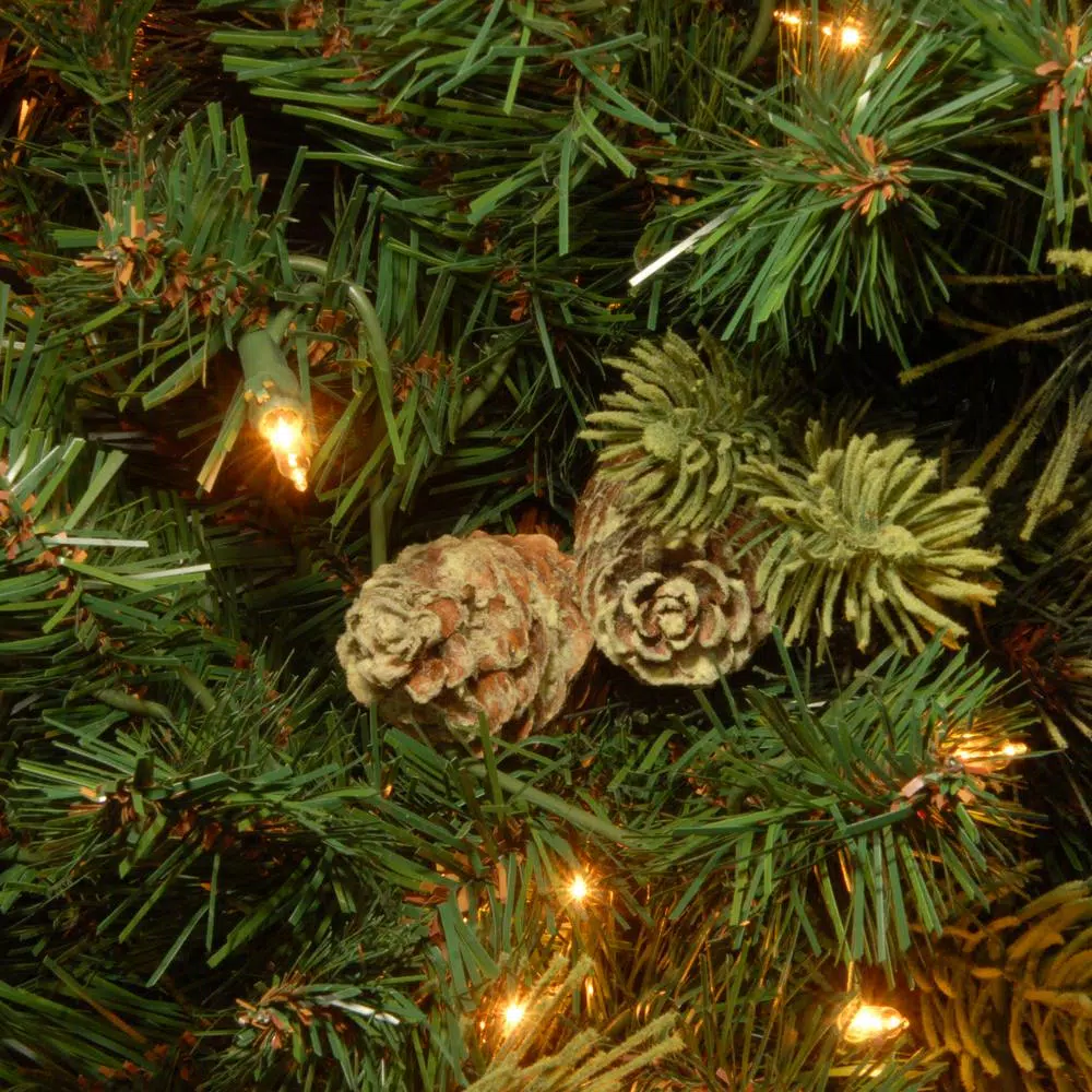 National Tree Company 7 ft. Carolina Pine Slim Artificial Christmas Tree with Flocked Pinecones and 550 Clear Lights