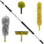 DocaPole High Reach Cleaning Kit with 24 ft. Telescopic Extension Pole, Window Squeegee & Microfiber Dusters thumbnail 1