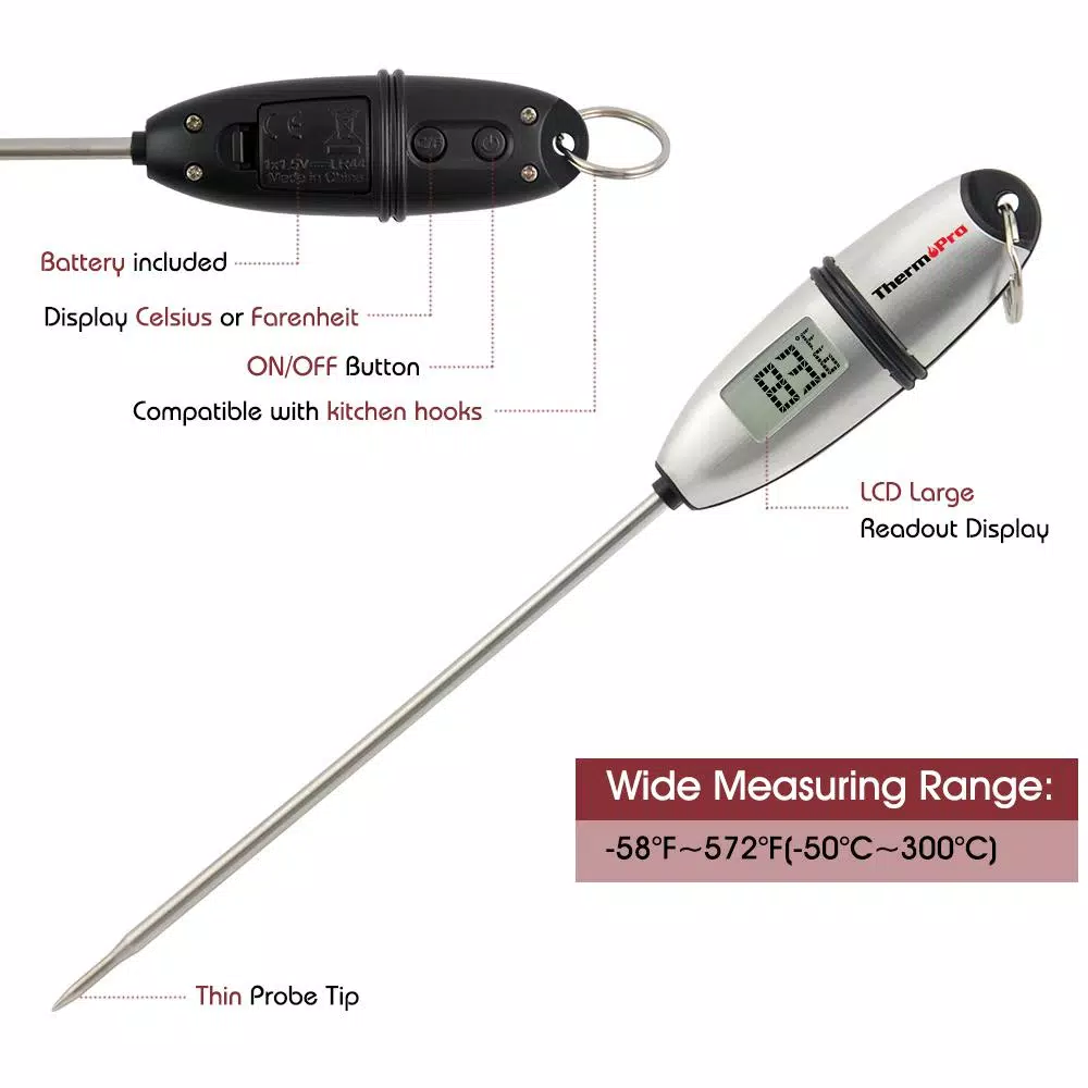 ThermoPro TP02S Digital Instant Read Meat Thermometer for BBQ, Grill, and Kitchen