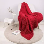 Glitzhome Red Chenille Knitted Throw Blanket, 60 x 50 in, 865 GSM Heavyweight Polyester thumbnail 1