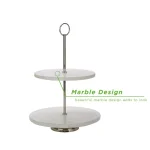 Mind Reader White 2-Tier Marble Pastry Stand, Elegant Cupcake Display Holder & Tiered Dessert Serving Tray thumbnail 3