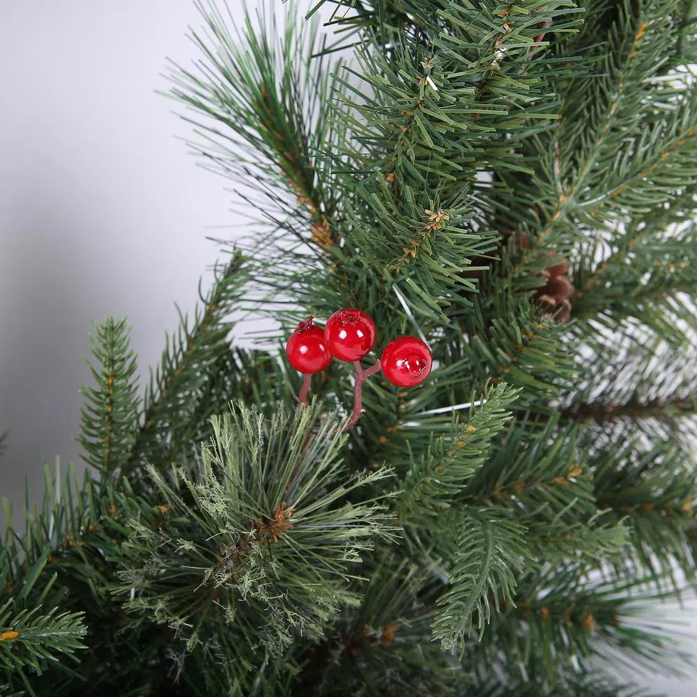 Winsome House 24 in. Artificial Pine and Cedar Wreath with Red Berries and Pinecones