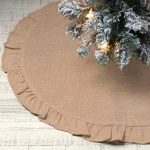 VHC Brands 21 in. Jute Burlap Natural Tan Tree Skirt - Rustic Lodge Holiday Decor thumbnail 3