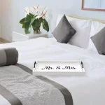 Elegant Designs White Wash Wooden Decorative Serving Tray with Black Metal Handles - Mr. and Mrs. Farmhouse Style thumbnail 5