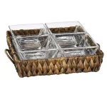 Artland Garden Terrace 4-Sectional Water Hyacinth Serving Set with Glass Tray and 4 Bowls thumbnail 1