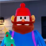 Rudolph 6 ft. Airblown Inflatable Yukon Cornelius with Tiny Christmas Tree - Rudolph the Red-Nosed Reindeer Decor thumbnail 4
