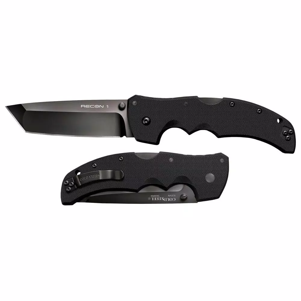 Cold Steel Recon 1 Tanto Point S35VN Pocket Folding Knife, Half-Serrated Edge