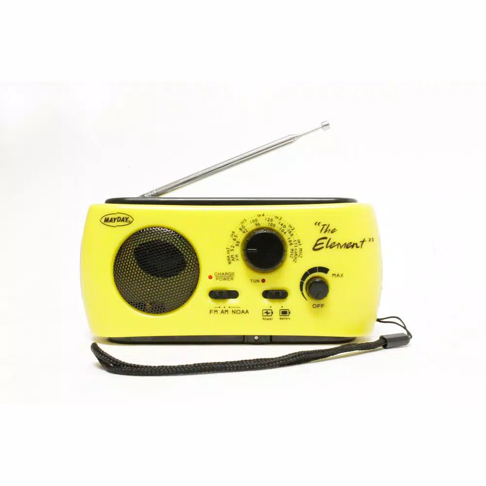 Mayday The Element Dynamo Powered Solar Emergency Radio and Flashlight with NOAA Weather Alert, Yellow