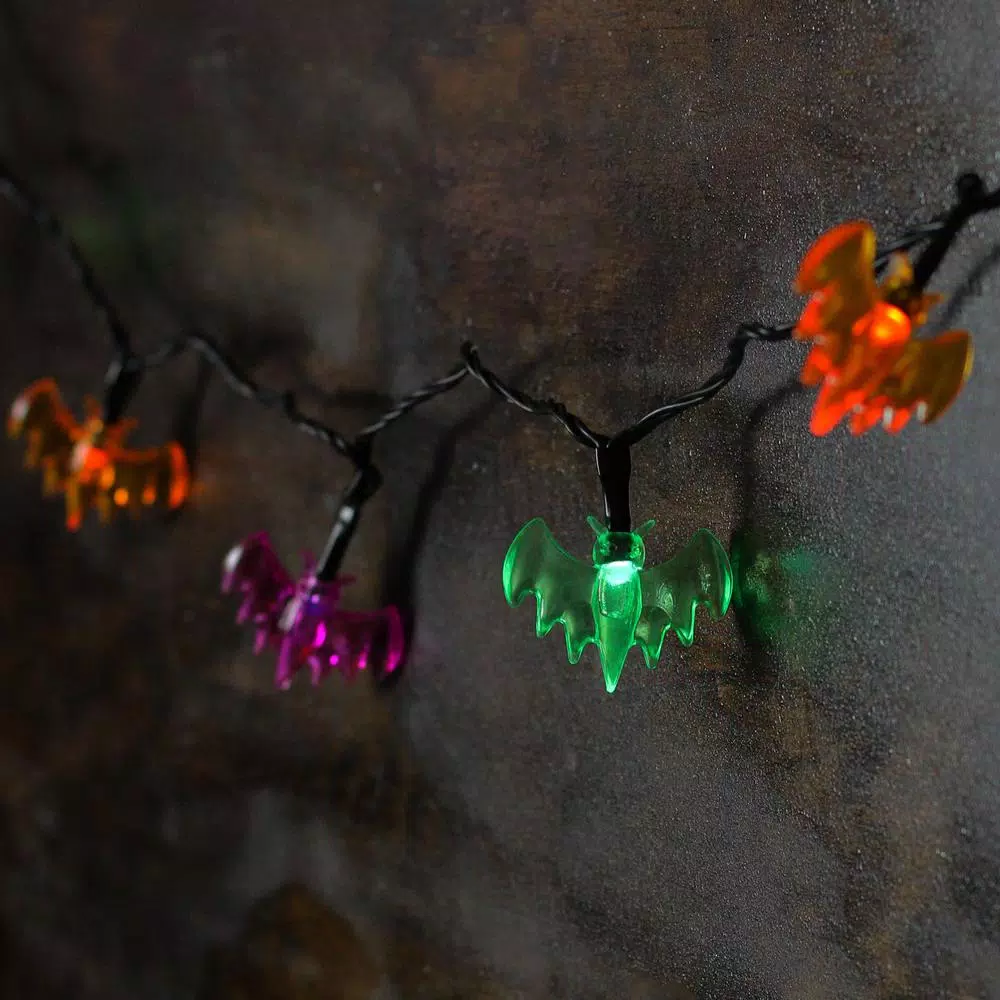 Northlight 4.75 in. LED Multi-Color Bat Halloween String Lights, 10-Set