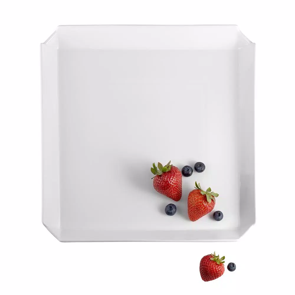 Over and Back Porcelain White Bento Serving Tray, 12.17 in. Square