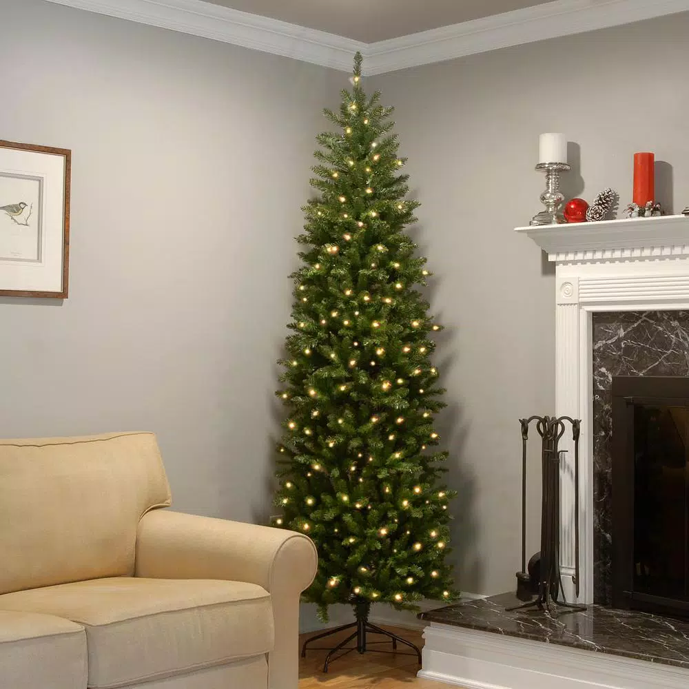 National Tree Company 9 ft. Kingswood Fir Pencil Artificial Christmas Tree with 500 Clear Warm Lights
