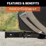 CURT 8" Receiver Tube Extender, 2" Shank, 3,500 lbs. Capacity thumbnail 5