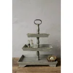 3R Studios Bungalow Lane Grey 3-Tier Decorative Tray with Distressed Wood & Metal Construction thumbnail 5
