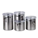 Creative Home 4-Piece Stainless Steel Canister Set with Airtight Locking Clamp Lids thumbnail 1