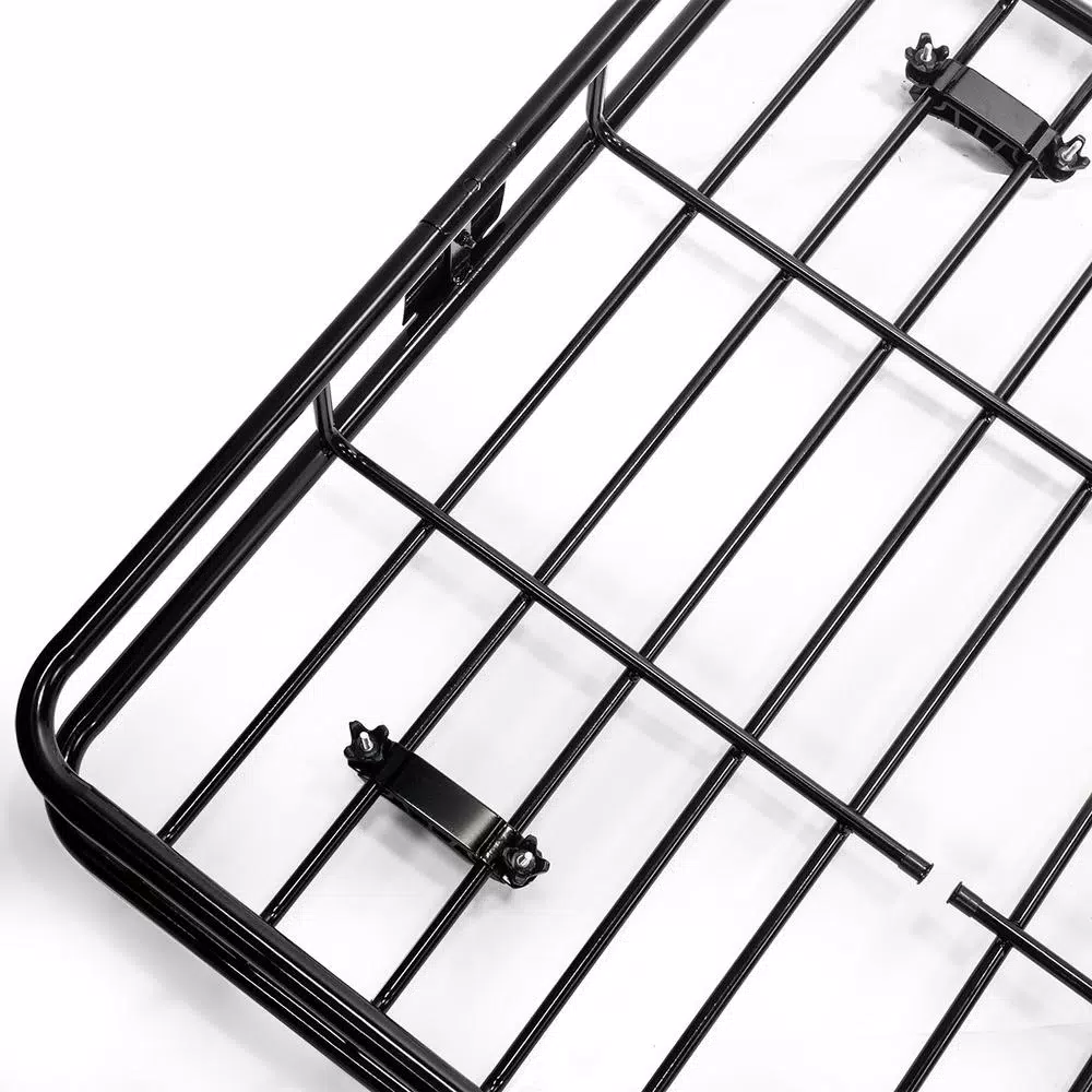 Stark Universal Roof Basket Cargo Carrier with Rack Extensions, 150 lb Capacity, Black