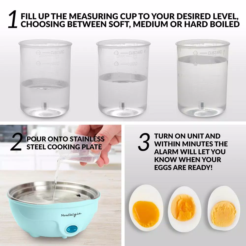Nostalgia Premium Nostalgia 7-Egg Aqua Egg Cooker - Multi-Function Steamer & Poacher