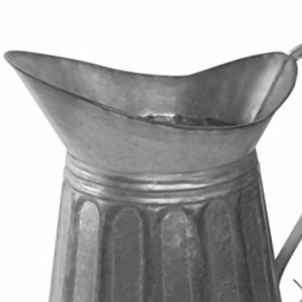 Benzara Vintage Style Gray Galvanized Metal Milk Pitcher - Rustic Kitchen Canister