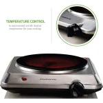 Ovente 1000W Electric Infrared Single Burner Cooktop, Silver Ceramic Glass Hot Plate thumbnail 4
