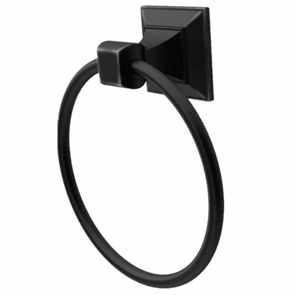 Glacier Bay Lorent Matte Black Towel Ring - Durable Zinc Hand Towel Holder