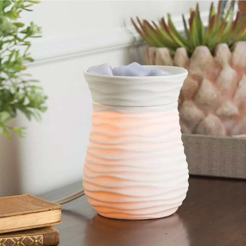 Candle Warmers Etc Harmony Illumination 8.8 in. Fragrance Warmer - Ivory Matte Ceramic