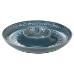 Certified International Aztec 13.5 in. Teal Chip and Dip Bowl thumbnail 1