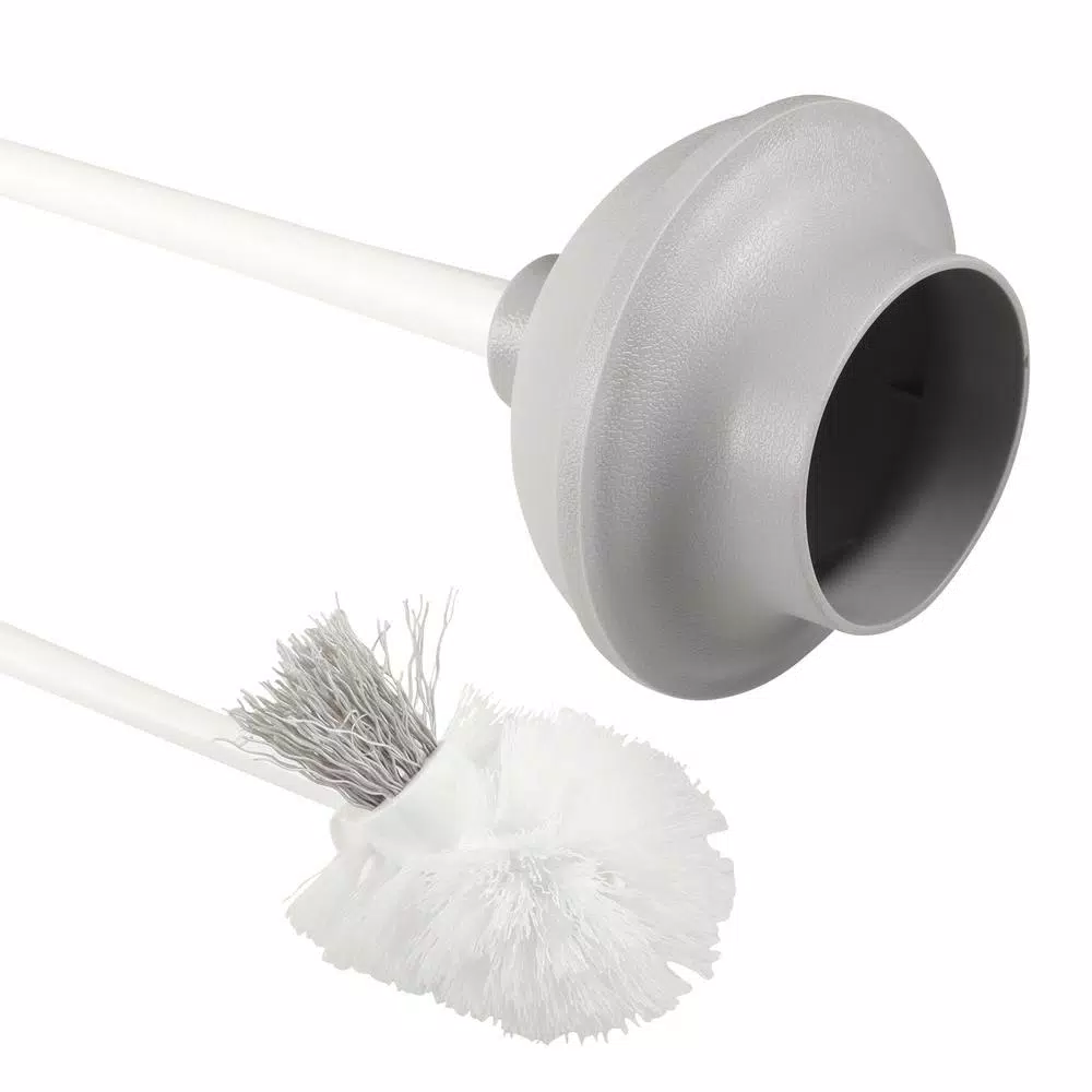 HDX Toilet Brush and Plunger Set with Storage Caddy - Antimicrobial Polypropylene Bristles