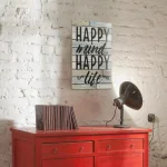 Stonebriar Collection Stonebriar Happy Mind Happy Life Wooden Wall Art Sign, 15 x 10 in. thumbnail 1