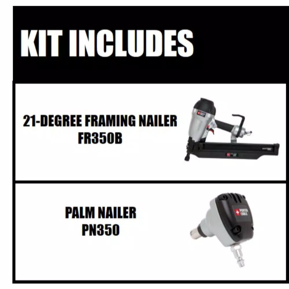 Porter-Cable FR350B 21-Degree 3-1/2 in. Full Round Framing Nailer with Bonus 0-Degree Mini Impact Palm Nailer Kit