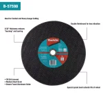 Makita 14 in. x 1 in. x 3/32 in. Abrasive Cut-Off Wheel, 36 Grit (5-Pack) thumbnail 2