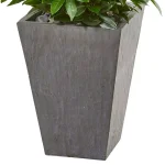 Nearly Natural 57-In. Artificial Bay Leaf Cone Topiary Tree with Slate Planter, Indoor/Outdoor thumbnail 3