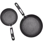 Starfrit The Rock 2-Piece Aluminum Nonstick Frying Pan Set, Black thumbnail 1