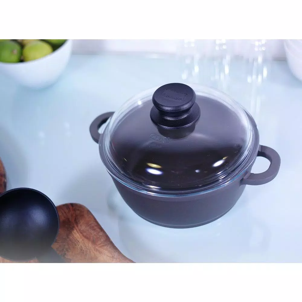 Berndes Tradition 4.5 Qt. Round Cast Aluminum Nonstick Dutch Oven with Glass Lid, Gray